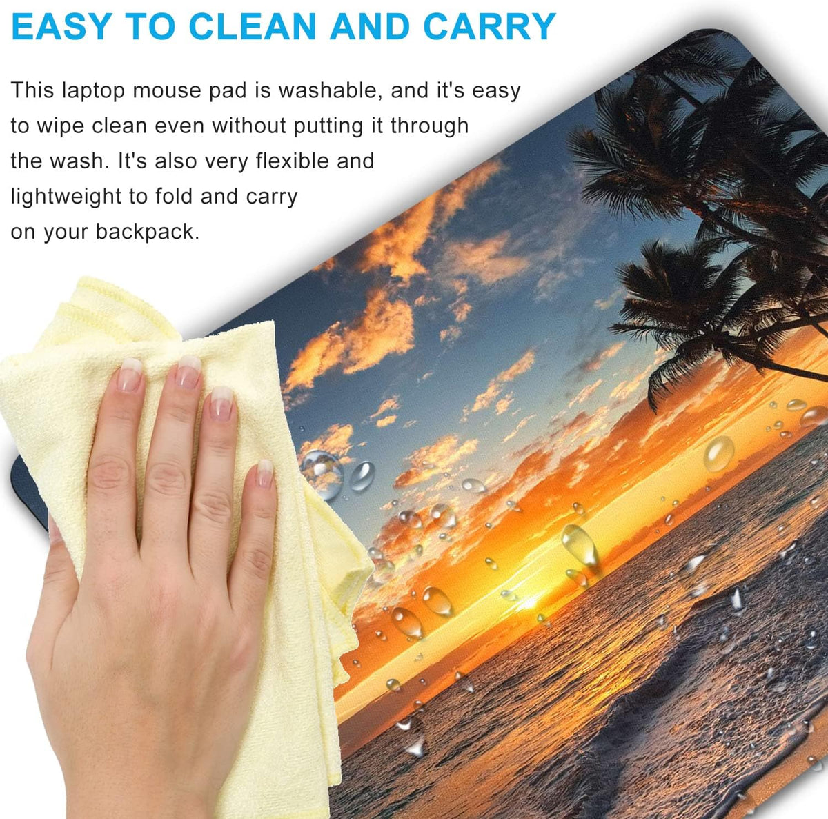 Sunset Beach Mouse pad 9.5"x7.9" Non-Slip 3mm Small Computer Pad