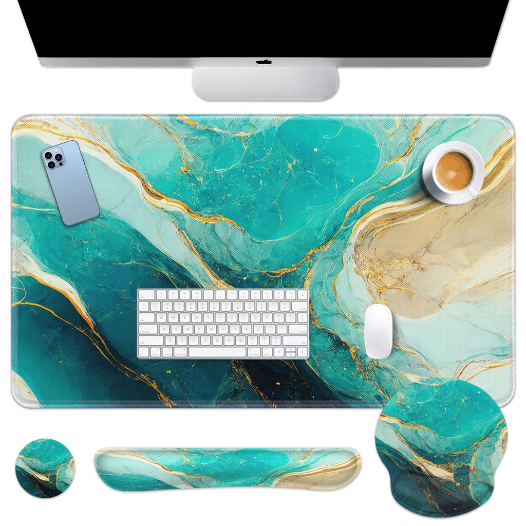Britimes Keyboard Mouse Pad Set, 4 in 1 Desk Mat Set, Pink Rose Gold