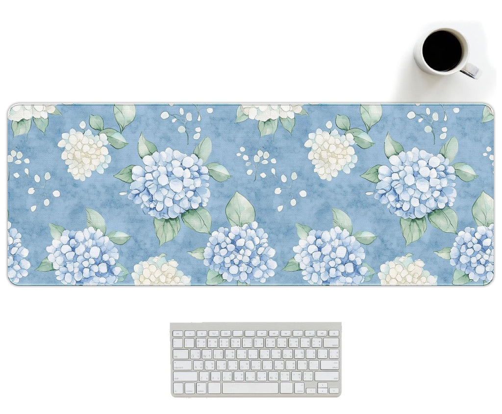 UTELKA Blue Desk Mat, Flroal Desk Matt for Desktop Mouse Pad 31.5x11.8