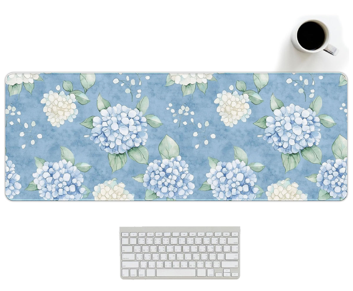 UTELKA Blue Desk Mat, Flroal Desk Matt for Desktop Mouse Pad 31.5x11.8