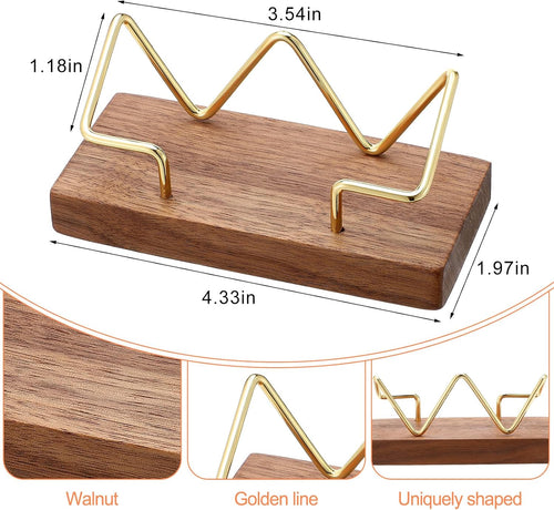 Amyhill 4 Pcs Wood Business Card Holders Display for Desk, Gold