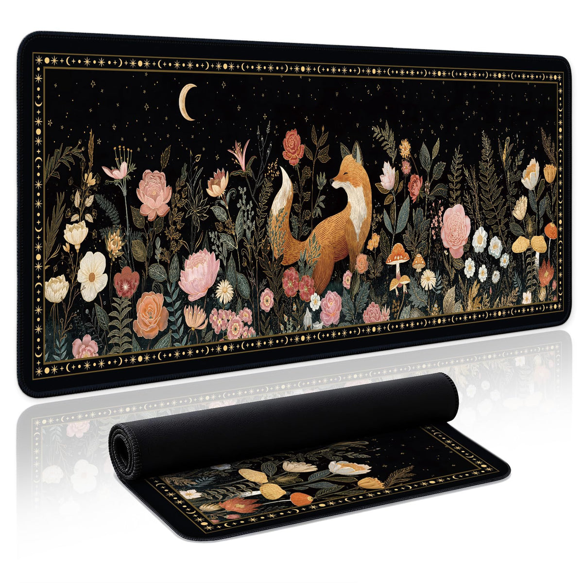 Aesthetic Desk Mat, Cute Enchanted Garden Desk Pad Protector for Work & Decor, 31.5" x 11.8", Pretty Non-Slip Extended Mouse Pad for Office or Home