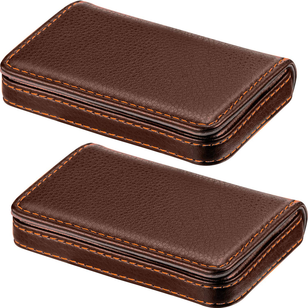 Outus 2 Pcs Business Card Holder PU Leather, Black and Coffee