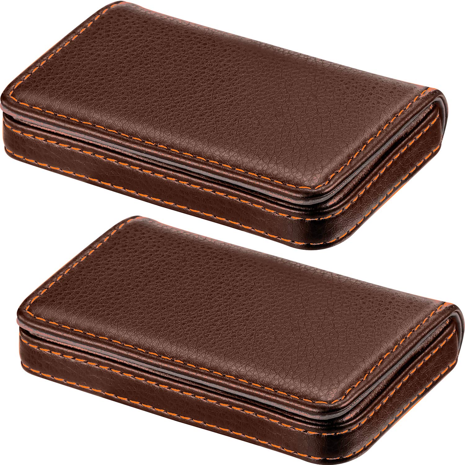 Outus 2 Pcs Business Card Holder PU Leather, Black and Coffee