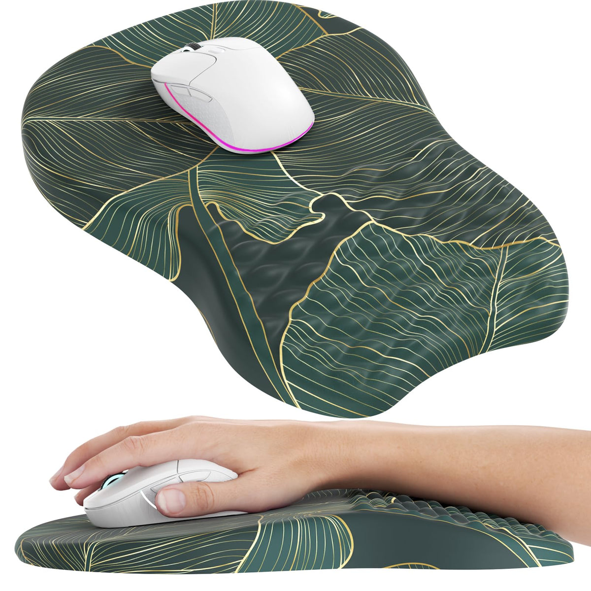 MROCO Ergonomic Mouse Pad with Wrist Support, Memory Foam Wrist Rest, Black