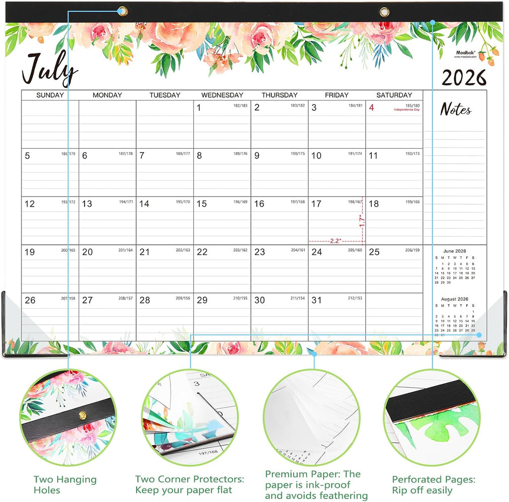 2026-2027 Desk Calendar - Jul 2026 - Dec 2027, 18 Months Large Monthly Desk Calendar, 17" x 12", Desk Pad, Large Ruled Blocks, to-do List & Notes, Best Desk/Wall Calendar for Planning or Organizing