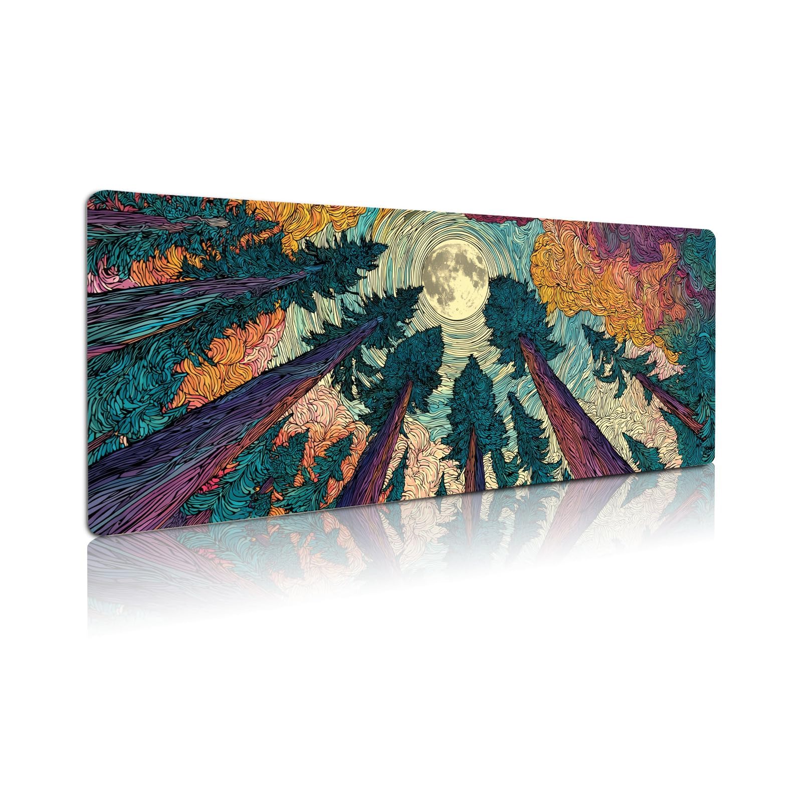 Extended Gaming Mouse Pad, Large Mouse Mat 3 mm Nature Rubber Base Mousepad with Stitched Edges, Non-Slip Desk Mat for Office Home Great Gift 31.5x11.8 Inch (Dark Canyon 5)