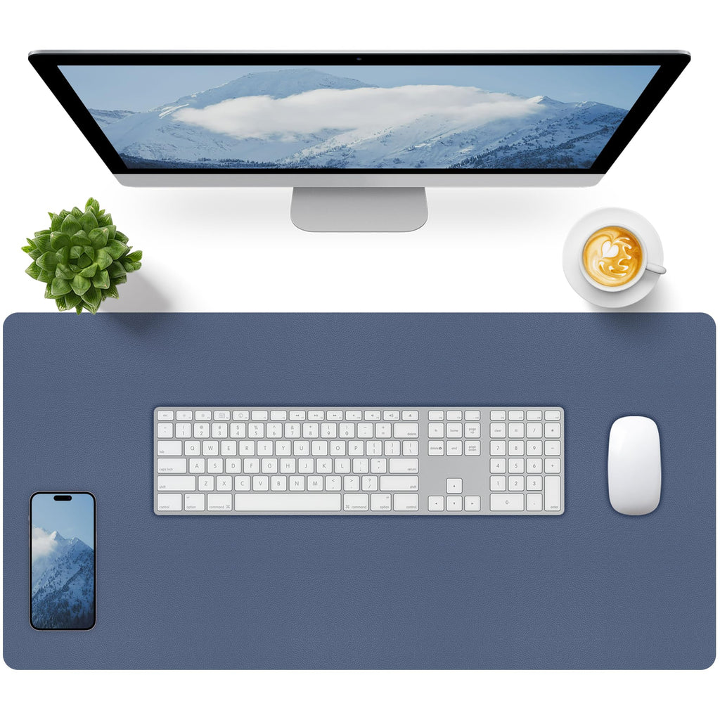 Bloss Leather Desk Pad and Keyboard Wrist Rest, Large Mouse Pad + Keyboard Pad+Mouse Wrist Support, Non-Slip Desk Mat Protector for Office, Home(31.5×15.7 Inches,Beige)