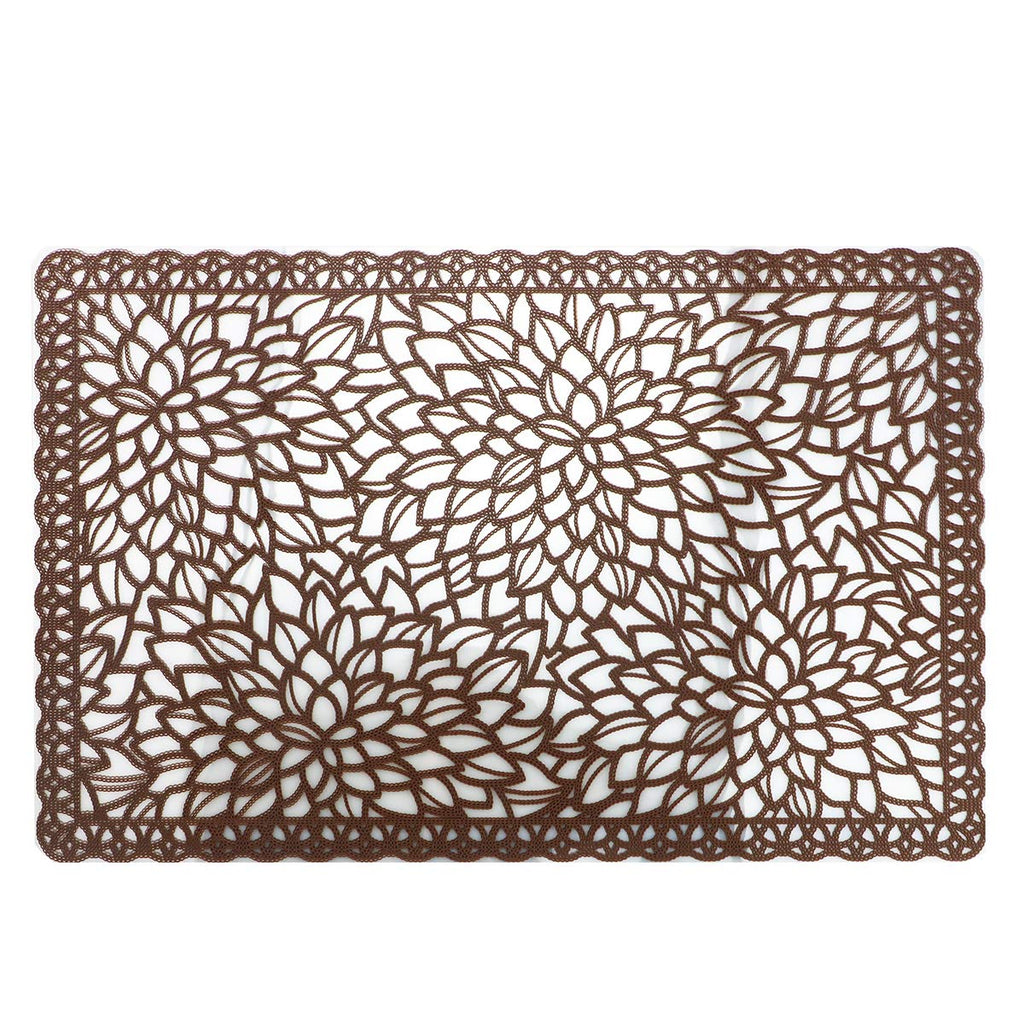 Place Mats PVC Set of 6, Table Placemats Set of 6 PVC Table Mats Natural Color (6 pcs, Red Leaves)