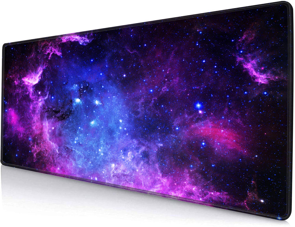 Large Gaming Mouse Pad with Stitched Edges, Galaxy Desk Mat, Extended XL Keyboard Pad, Non-Slip Rubber Base Desk Pad for Keyboard and Mouse, 31.5X11.8 inch