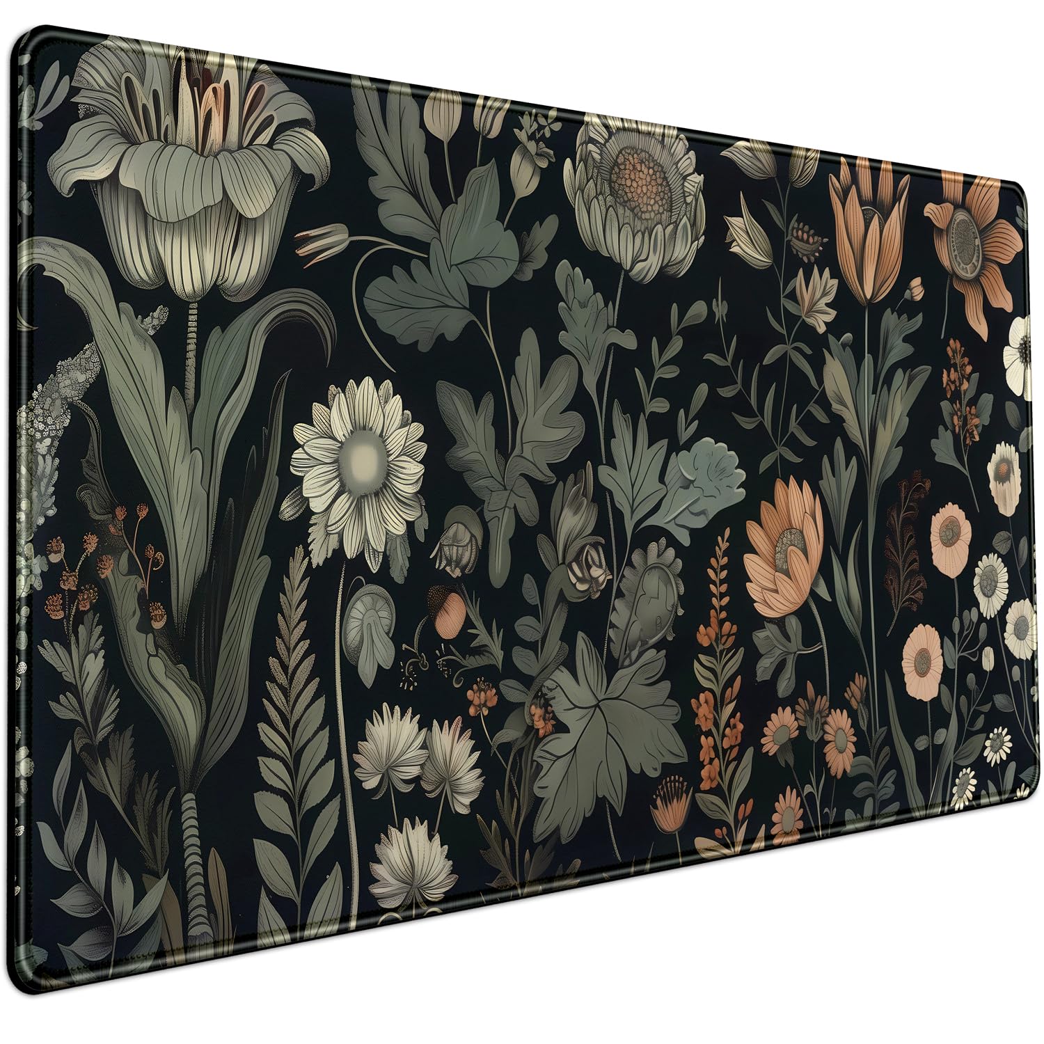 Black Vintage Desk Pad - Large Mouse Pad & Laptop Keyboard Mat - Non-Slip Base - 31.5 x 15.8 in - Gaming & Office Desk Decor