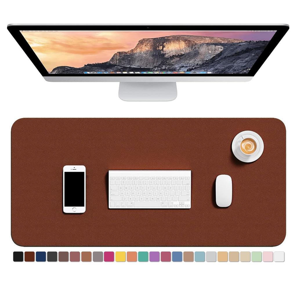 Hsurbtra Desk Pad, 30" x 14" PU Leather Desk Mat, XL Extended Mouse Pad, Waterproof Desktop Blotter Protector, Non-Slip Ultra Thin Large Laptop Keyboard Writing Mat for Office Home, Pink