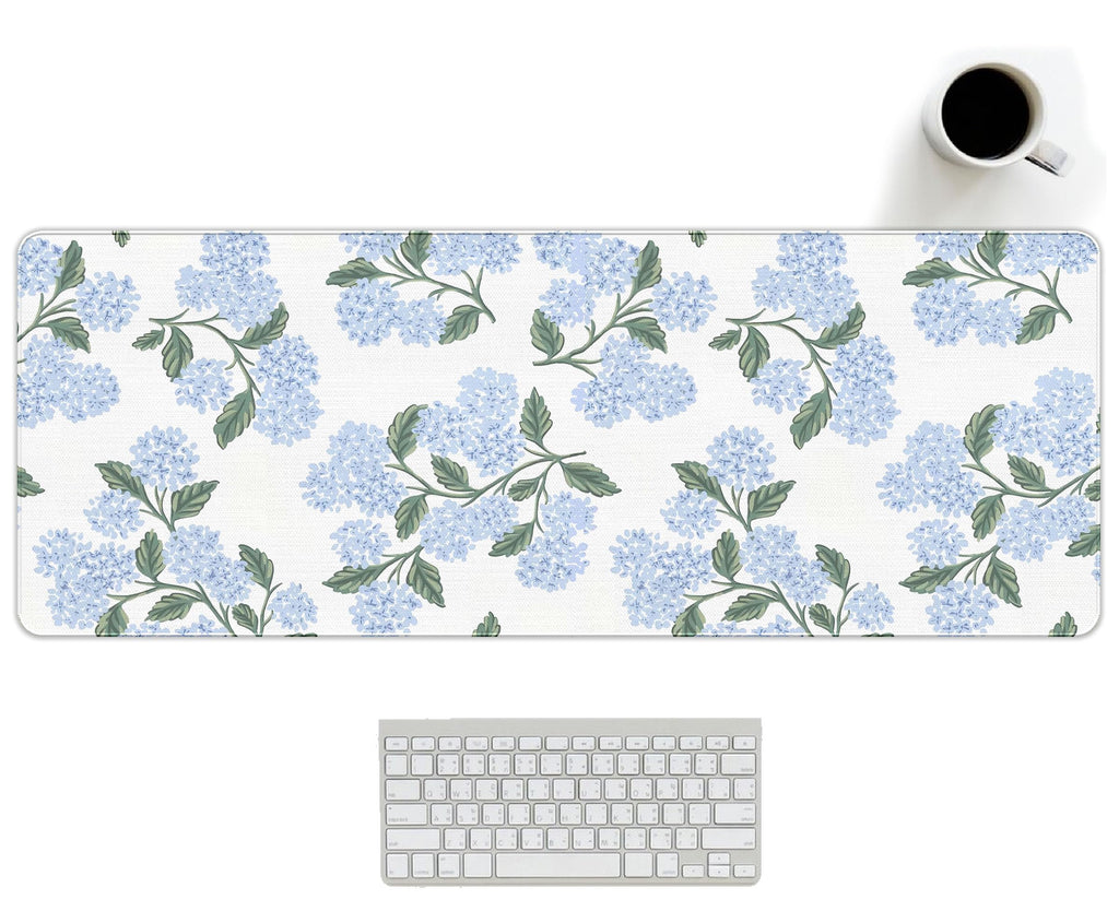 UTELKA Blue Desk Mat, Flroal Desk Matt for Desktop Mouse Pad 31.5x11.8