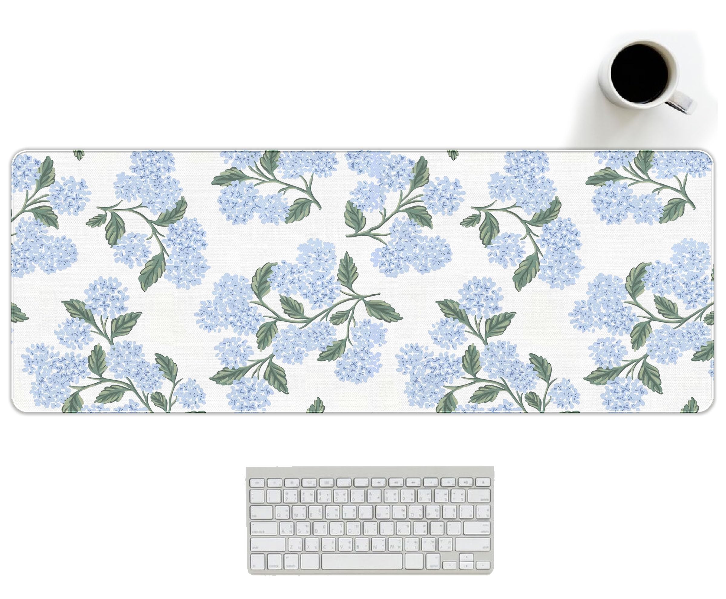 UTELKA Blue Desk Mat, Flroal Desk Matt for Desktop Mouse Pad 31.5x11.8