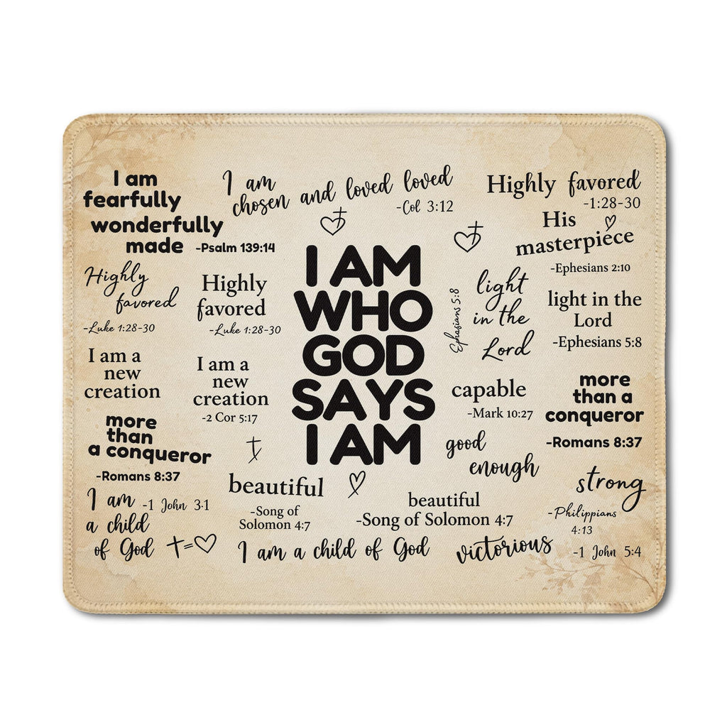 Inspirational Christian God Says I Am Mouse Pad, Minimalist Boho Floral Bible Verse Affirmation Mouse Pads Mousepad for Home Office Dorm Computers Laptop Supplies Desk Accessories, 9.5x7.9 Inch