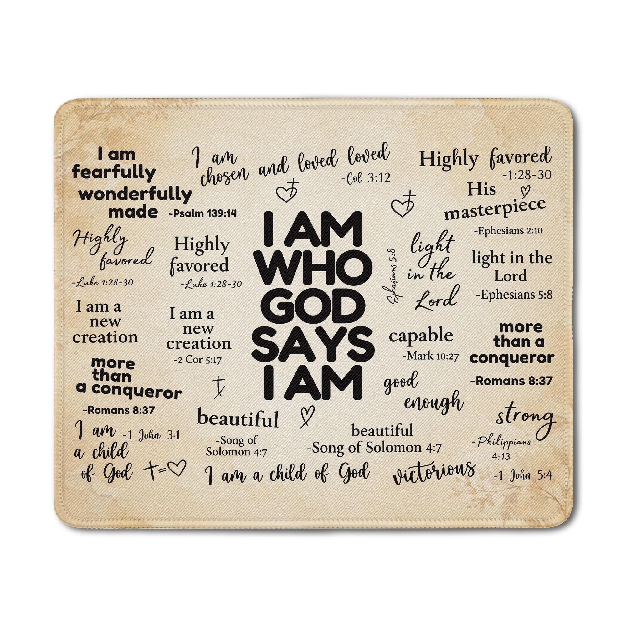 Inspirational Christian God Says I Am Mouse Pad, Minimalist Boho Floral Bible Verse Affirmation Mouse Pads Mousepad for Home Office Dorm Computers Laptop Supplies Desk Accessories, 9.5x7.9 Inch
