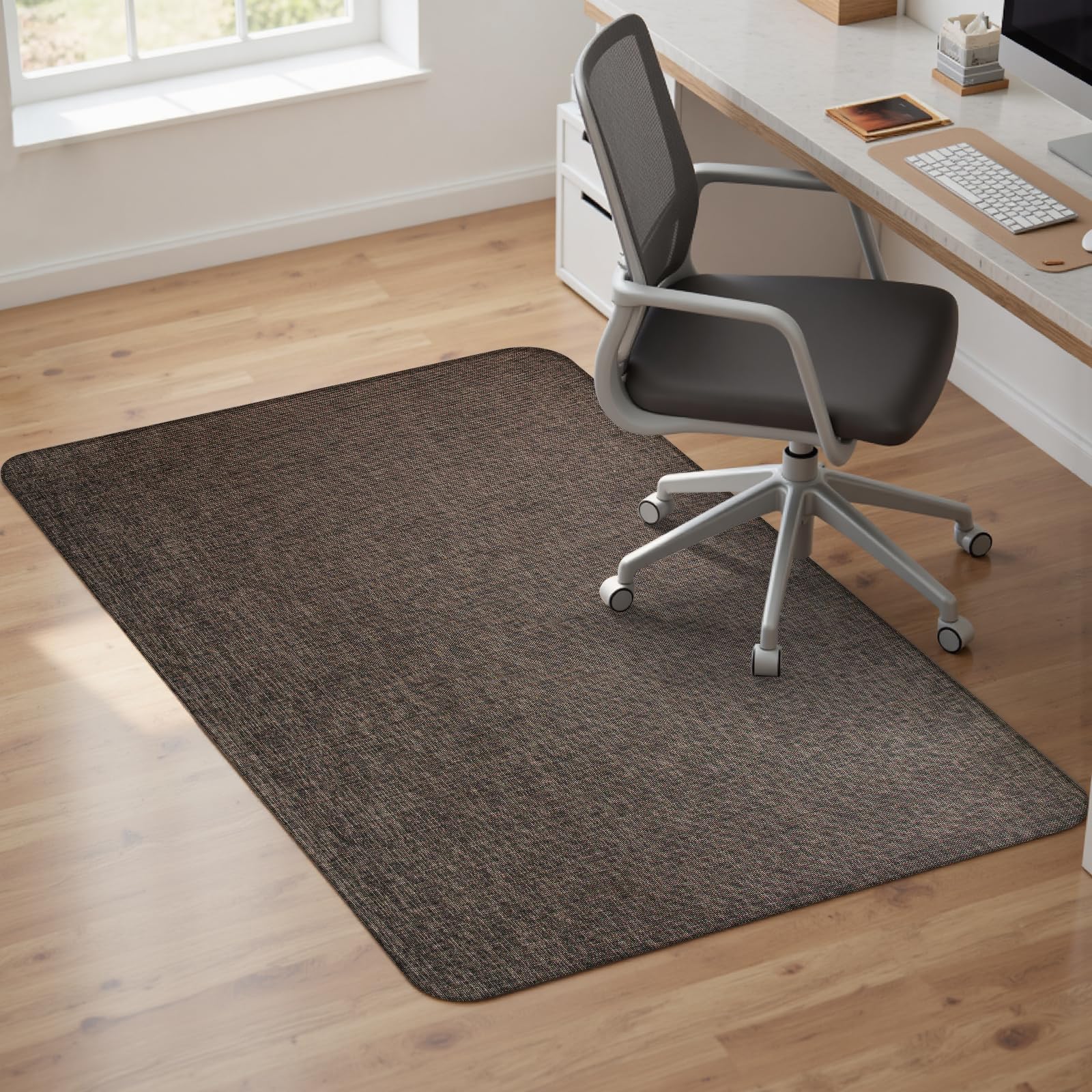 Sycoodeal Office Chair Mat for Hardwood Floor,Office Computer Gaming Chair Mat for Tile Floor,Large Floor Protector Rug,Anti-Slip,Easy to Clean,Pure Black(48"x36")