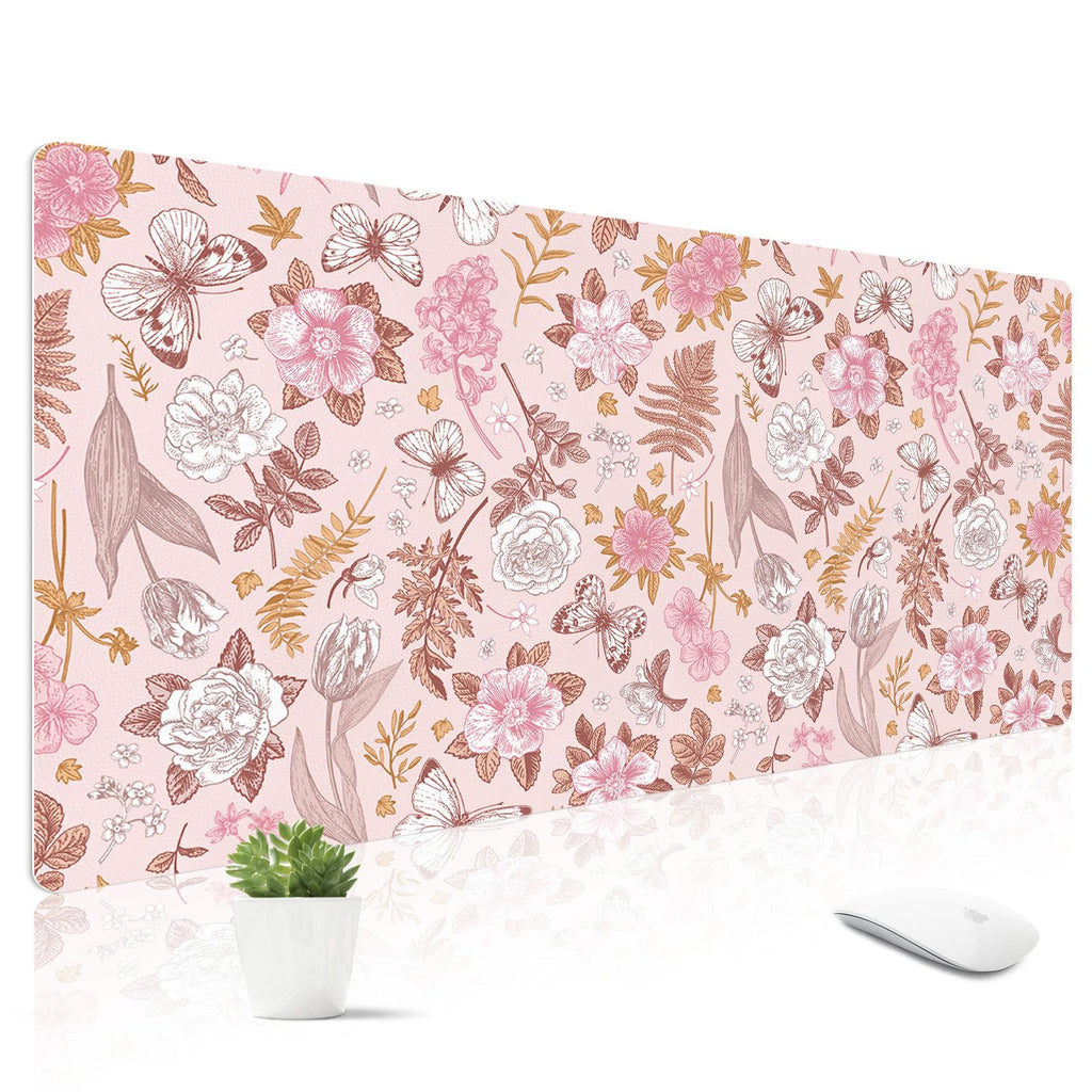 Leather Desk Mat for Keyboard, Extra Large Mouse Pad, Leopard