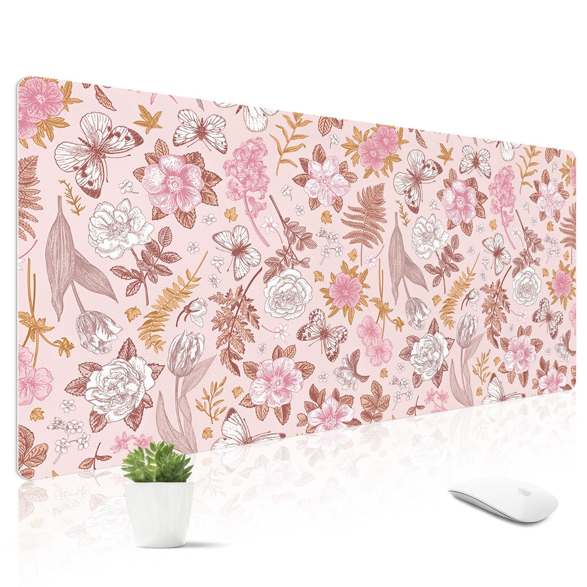 Leather Desk Mat for Keyboard, Extra Large Mouse Pad, Leopard