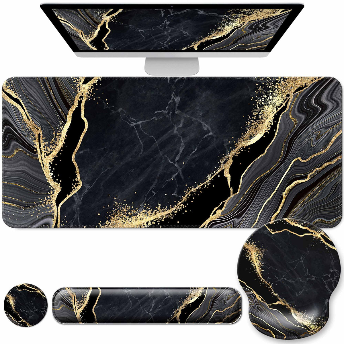 Desk Mat Set Keyboard and Mouse Pad with Wrist Rest Support