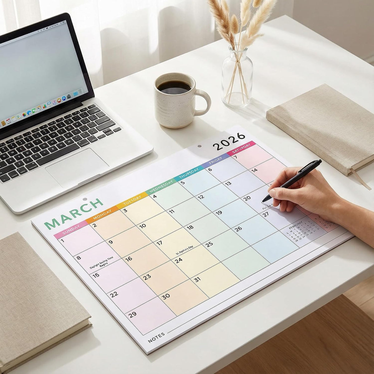 Colorful 2026 Desk Calendar - Runs From January 2026 Until July 2027