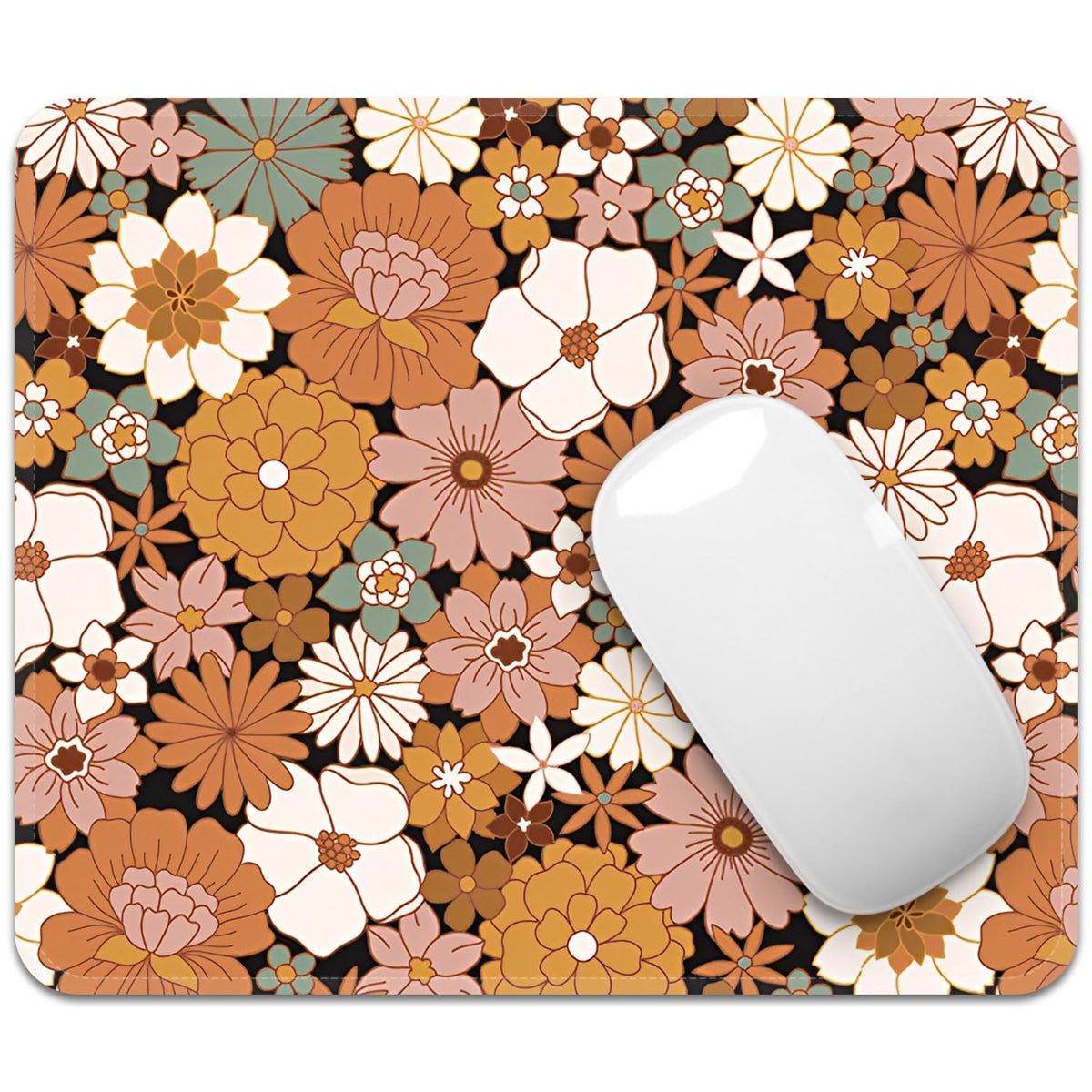 FROGIGO Mouse Pad with Stitched Edges - Cute Floral Mousepad for Women, 9.25 x 7.75 inch Washable Square Desk Pad, Non-Slip Rubber Base, Office Home Laptop Accessories - Vintage Garden