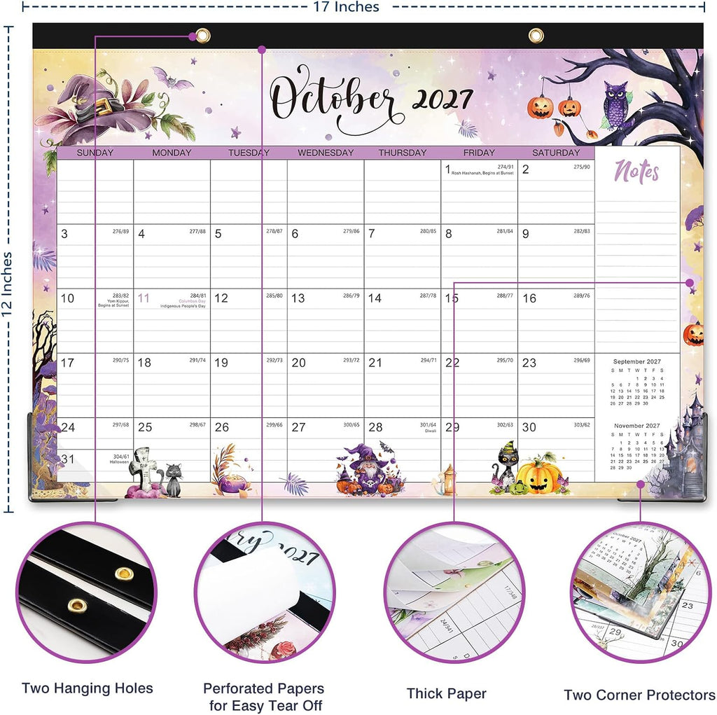 2027 Desk Calendar - 2027 Calendar, Jan. 2027 - Dec. 2027, 17”x 12”