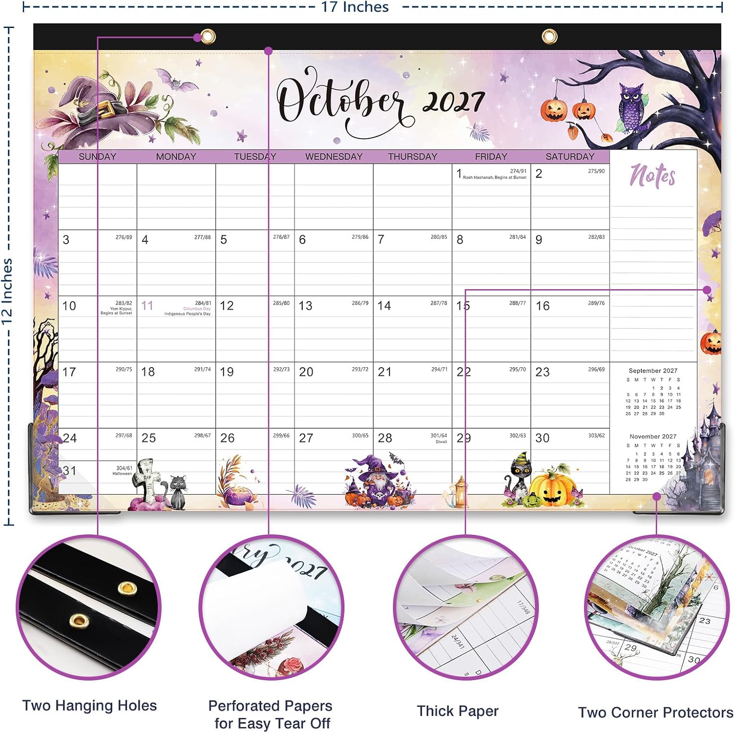 2027 Desk Calendar - 2027 Calendar, Jan. 2027 - Dec. 2027, 17”x 12”