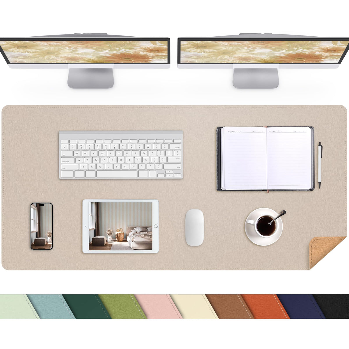 AFIING Large Desk Mat, 47" x 17", Black