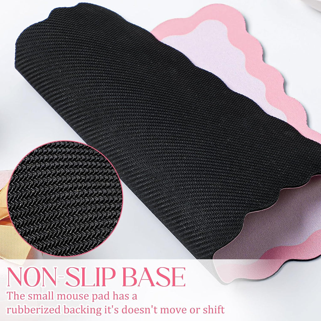 Kingdder Cute Scalloped Mouse Pad Non-Slip Mousepad 9.8x7.9in,Pink