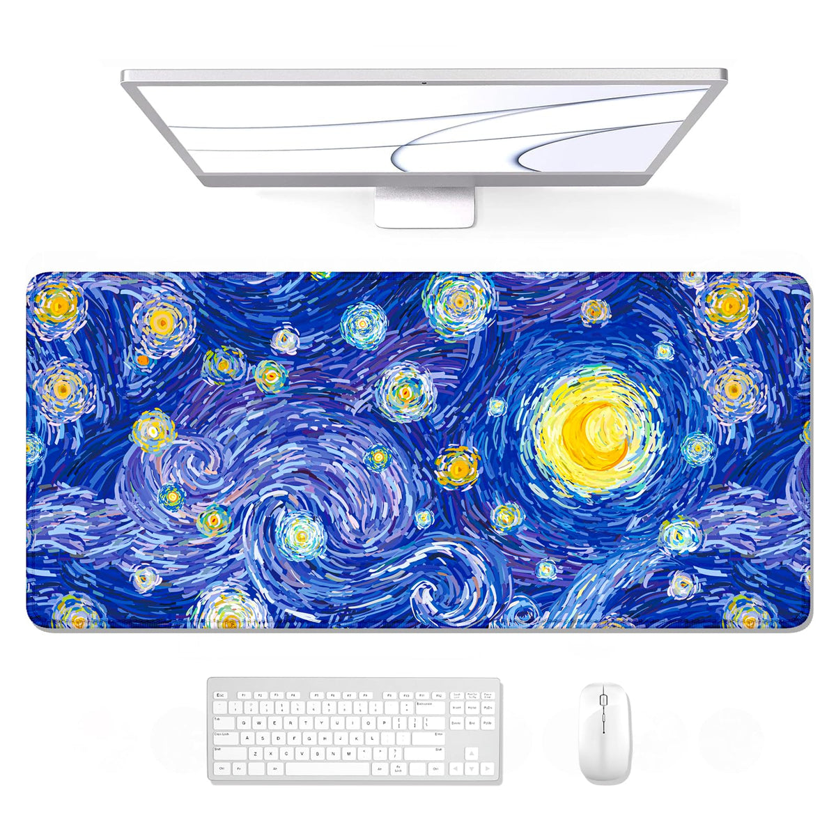 Auhoahsil Desk Mat, Ultra Large Mouse Pad, XXL Gaming Mousepad, Green Tropical Leaves Deskpad, Big Extended Full Size Mouse Pad, Desktop Desk Matt for Keyboard, Laptop & Computer, 35.5 x 15.7 in