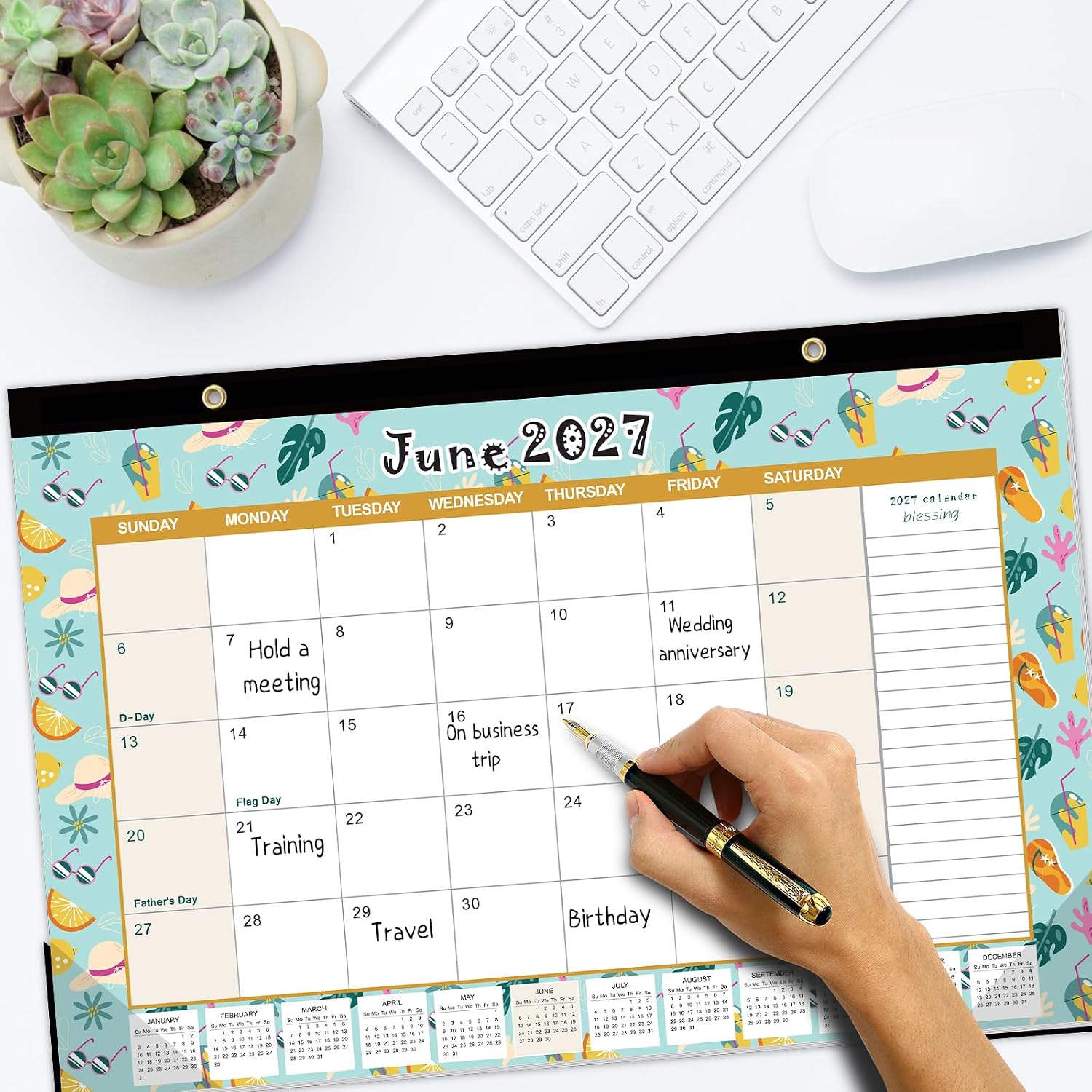 GuassLee Desk Calendar 2026-2027, Jun 2026-Dec 2027, 17"x11.5"