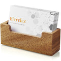 Bivvclaz Business Card Holder Desk, Acacia Wood Business Card Organizer Desktop Business Card Display Stand for Office Tabletop Exhibition, Small Business Essentials