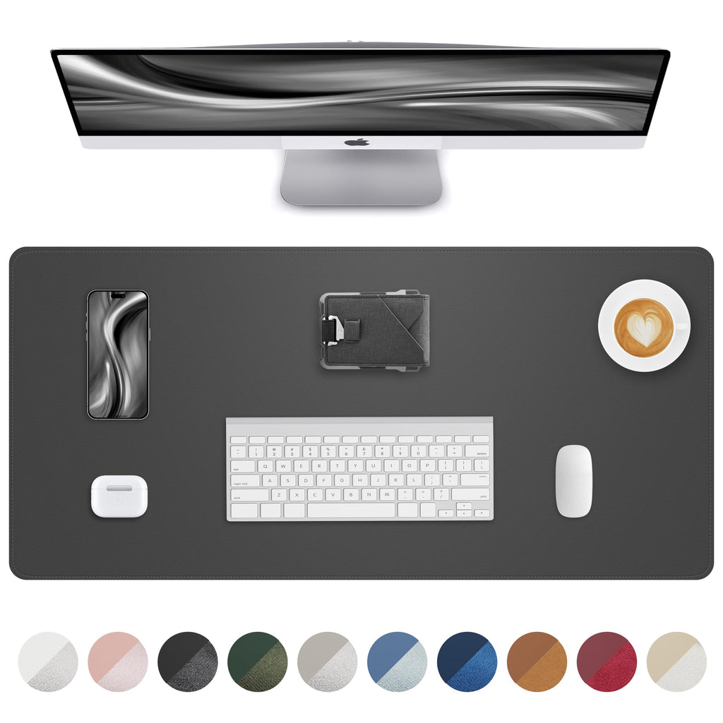 AFIING Large Desk Mat 55" x 24" - PU Leather Desk Pad Protector, Waterproof Non-Slip Extended Mouse Pad for Office Desk, Keyboard, Laptop and Home Workspace (Black)