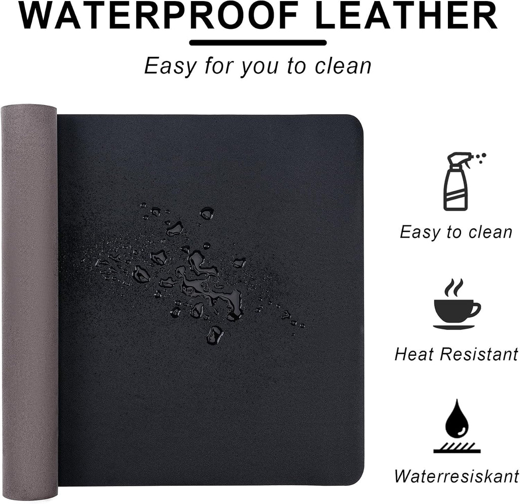 Leather Desk Pad Protector,Non-Slip Desk Pad(Black, 23.6" x 13.7")