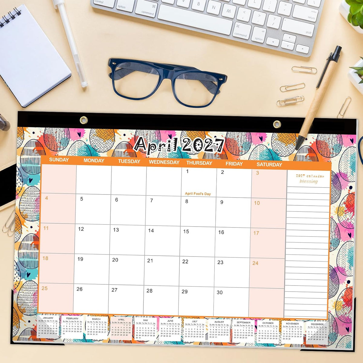 GuassLee Desk Calendar 2026-2027, Jun 2026-Dec 2027, 17"x11.5"