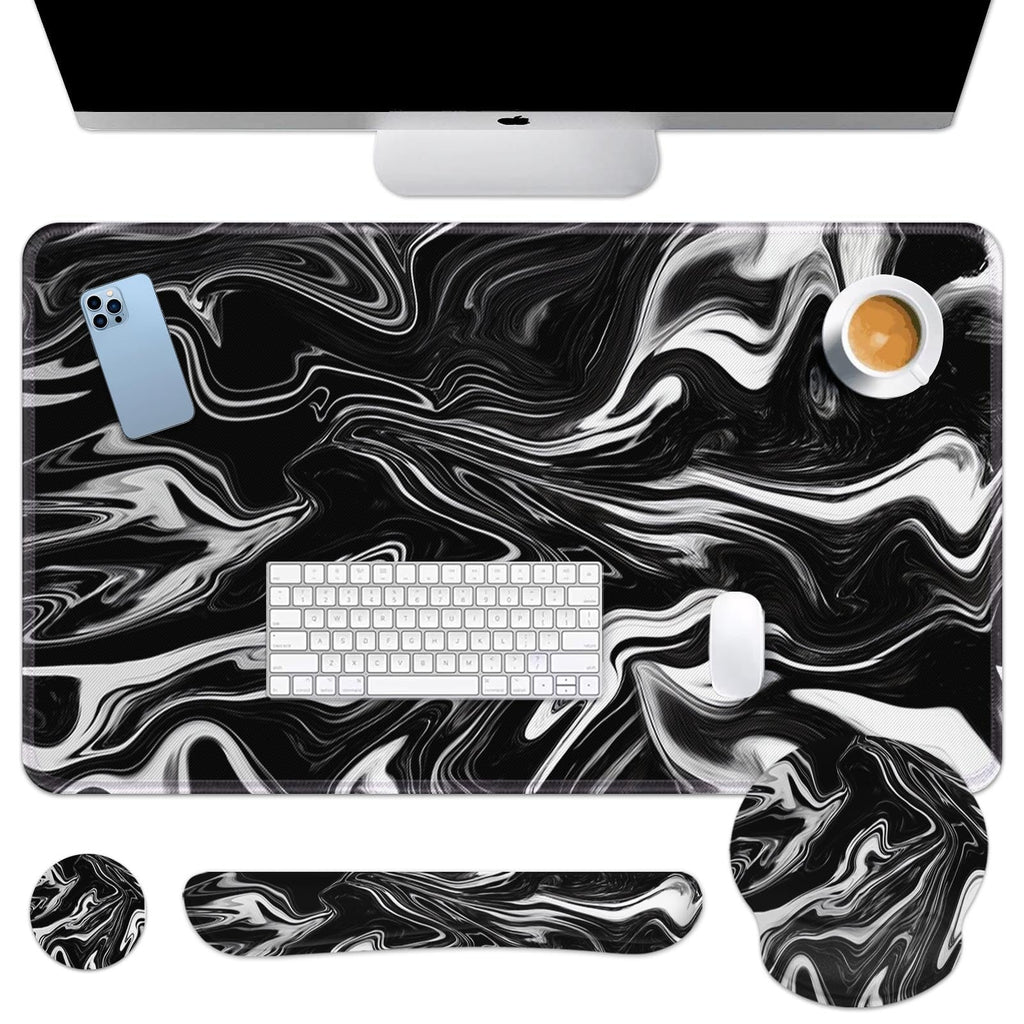 Britimes Keyboard Mouse Pad Set, 4 in 1 Desk Mat Set, Pink Rose Gold