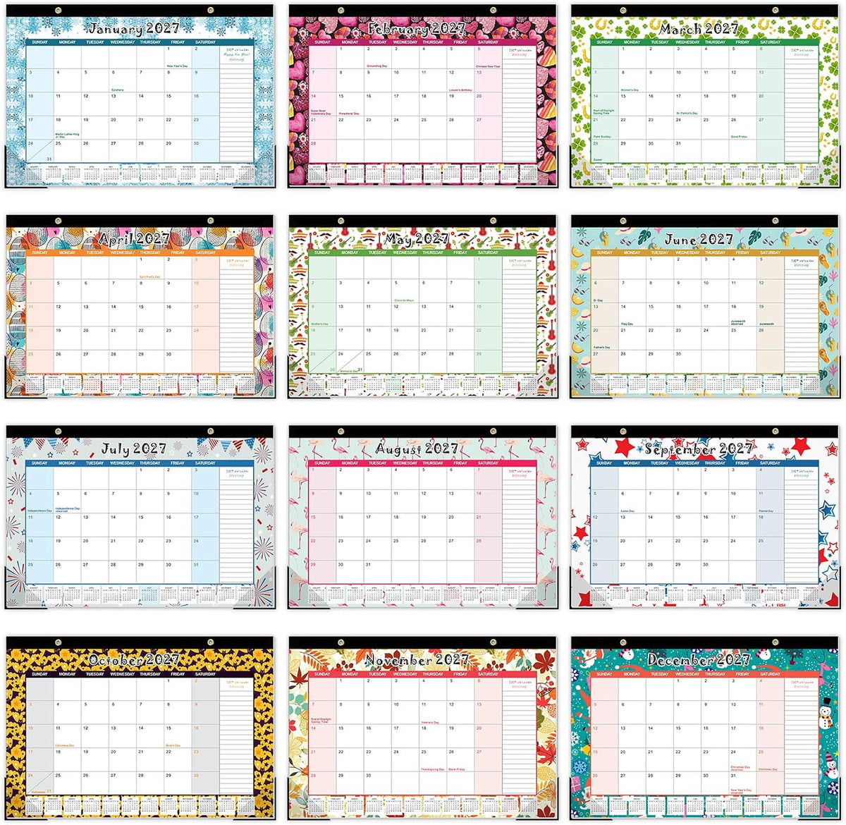 GuassLee Desk Calendar 2026-2027, Jun 2026-Dec 2027, 17"x11.5"