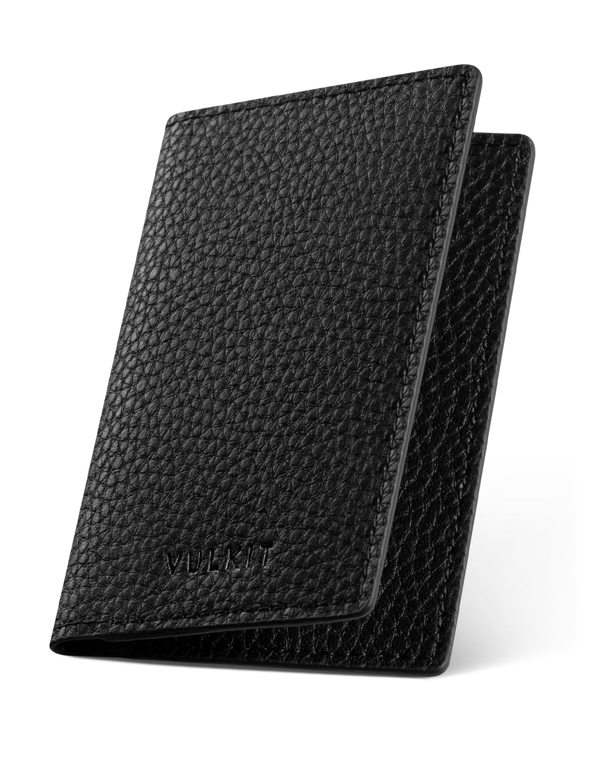 VULKIT Leather Business Card Holder 2 Sided Slim Business Name Card Organizer for Men or Women, Up to hold 20 cards (Vintage Brown)
