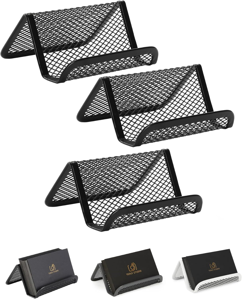 Mr. Pen- Metal Mesh Business Card Holders, 3 Pack, Black