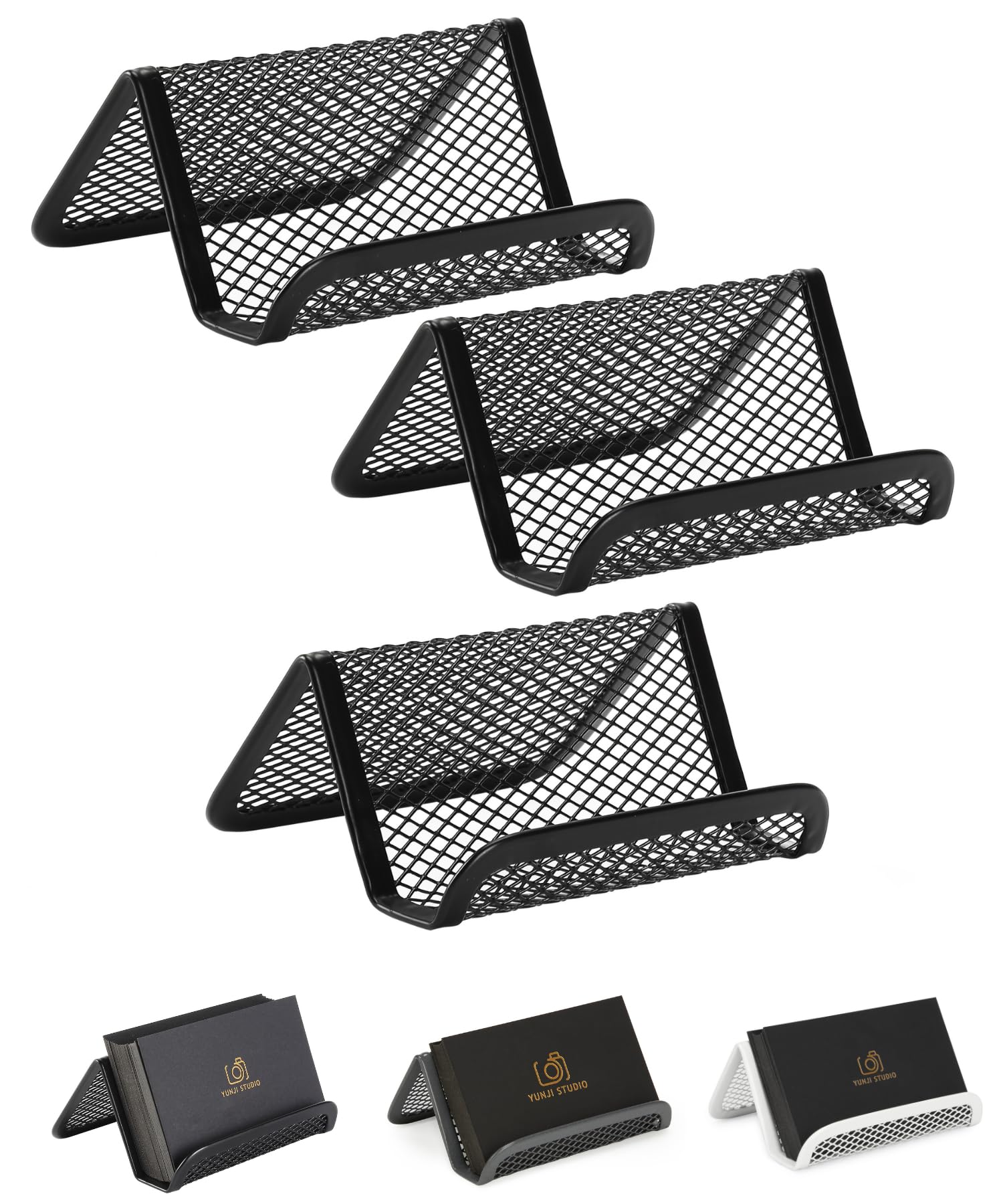 Mr. Pen- Metal Mesh Business Card Holders, 3 Pack, Black