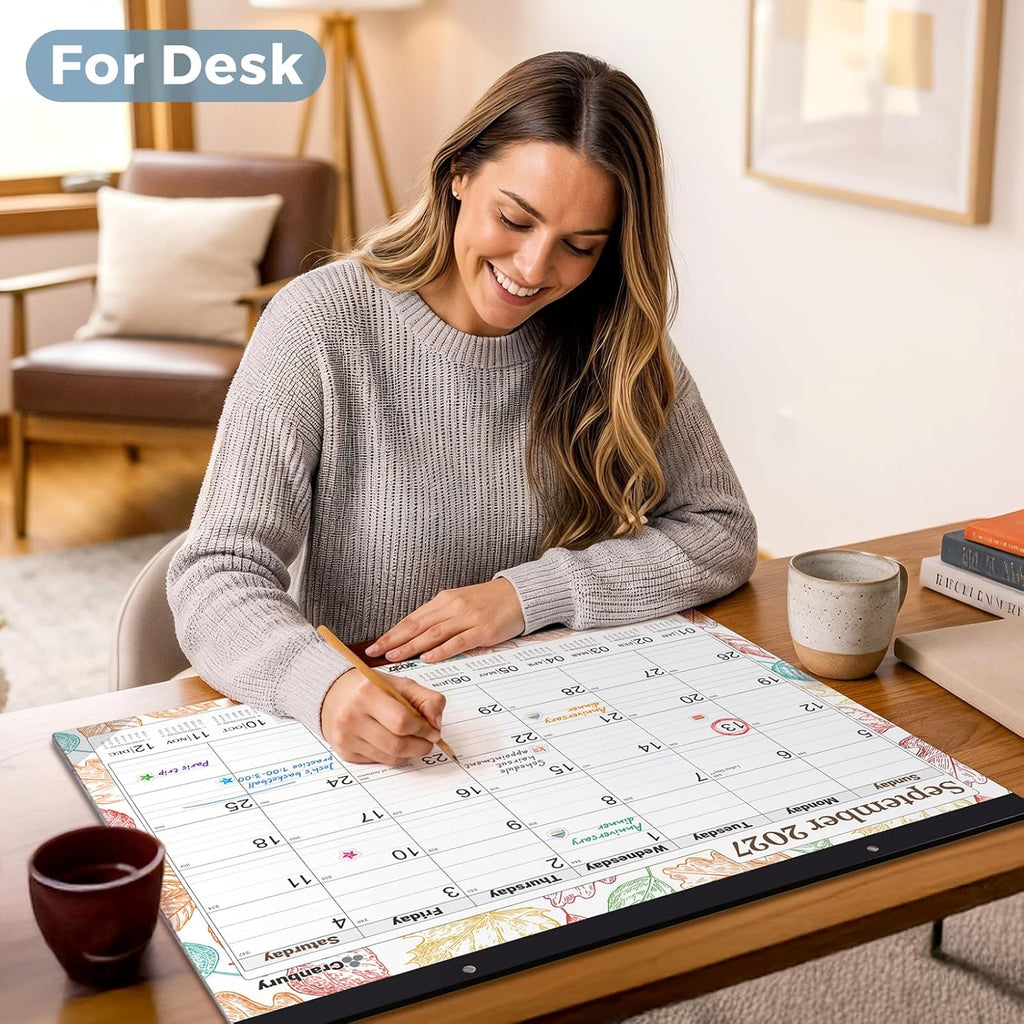 CRANBURY 2026-2027 Desk Calendar 22x17, 18-Month Wall Planner