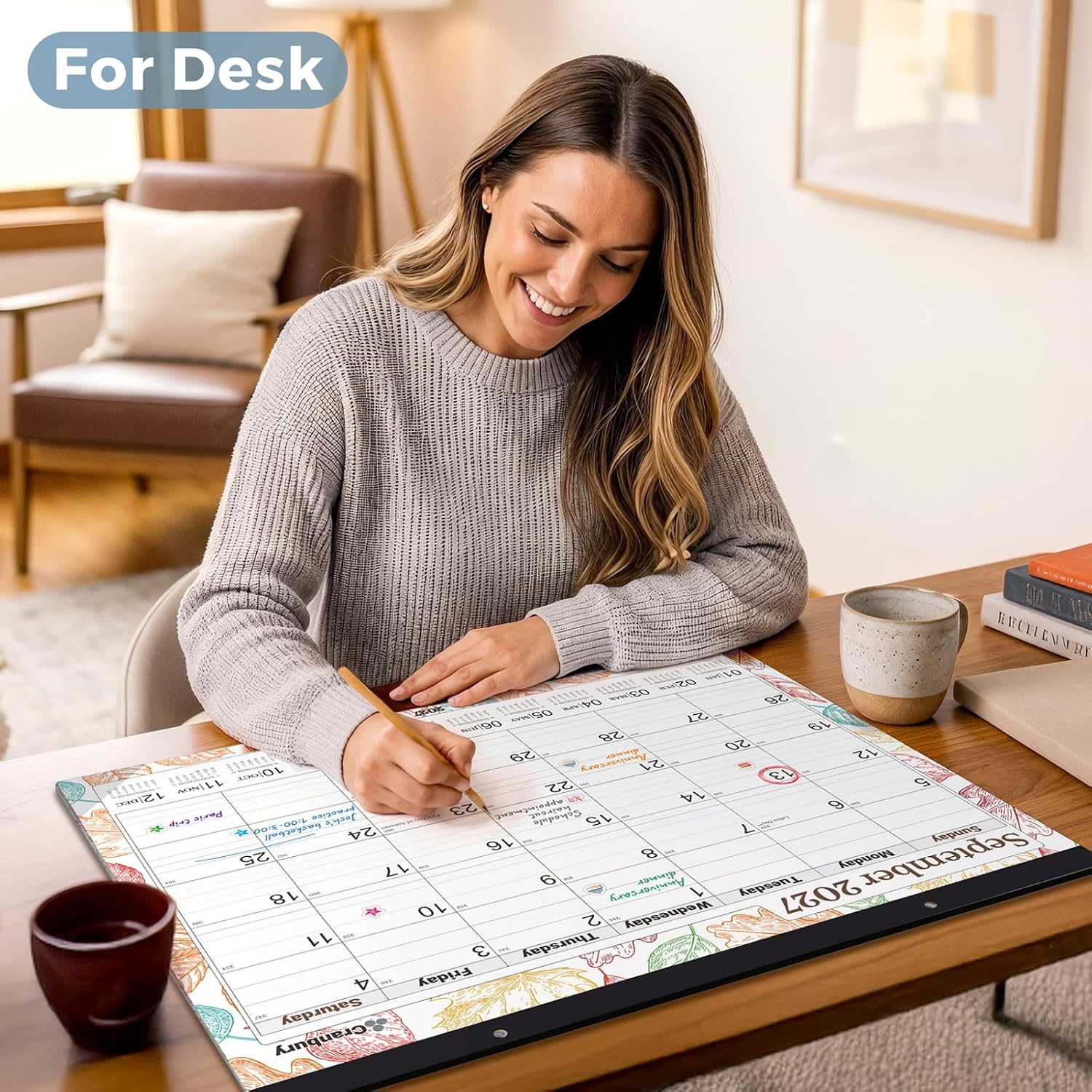 CRANBURY 2026-2027 Desk Calendar 22x17, 18-Month Wall Planner