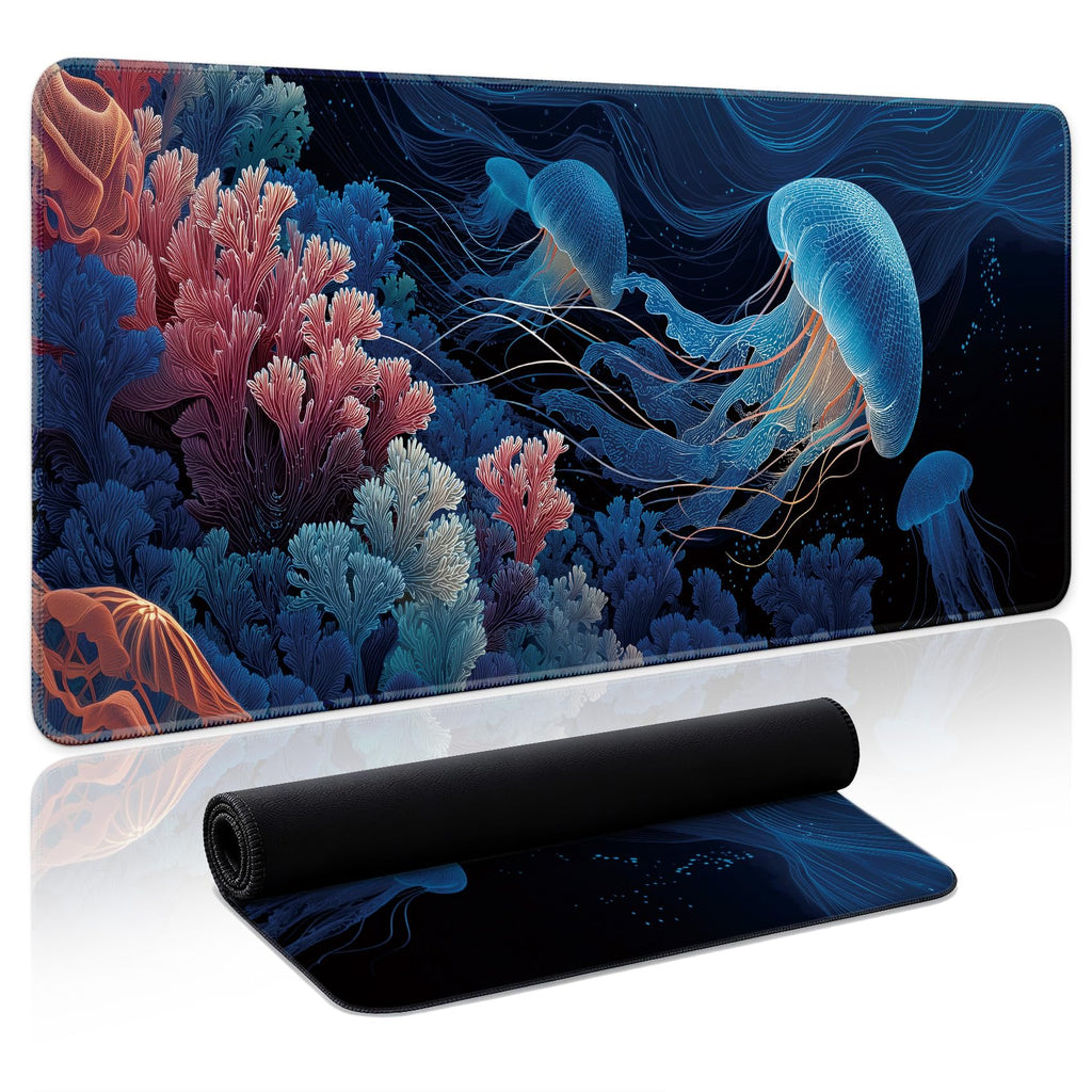 Aesthetic Desk Mat, Cute Enchanted Garden Desk Pad Protector for Work & Decor, 31.5" x 11.8", Pretty Non-Slip Extended Mouse Pad for Office or Home