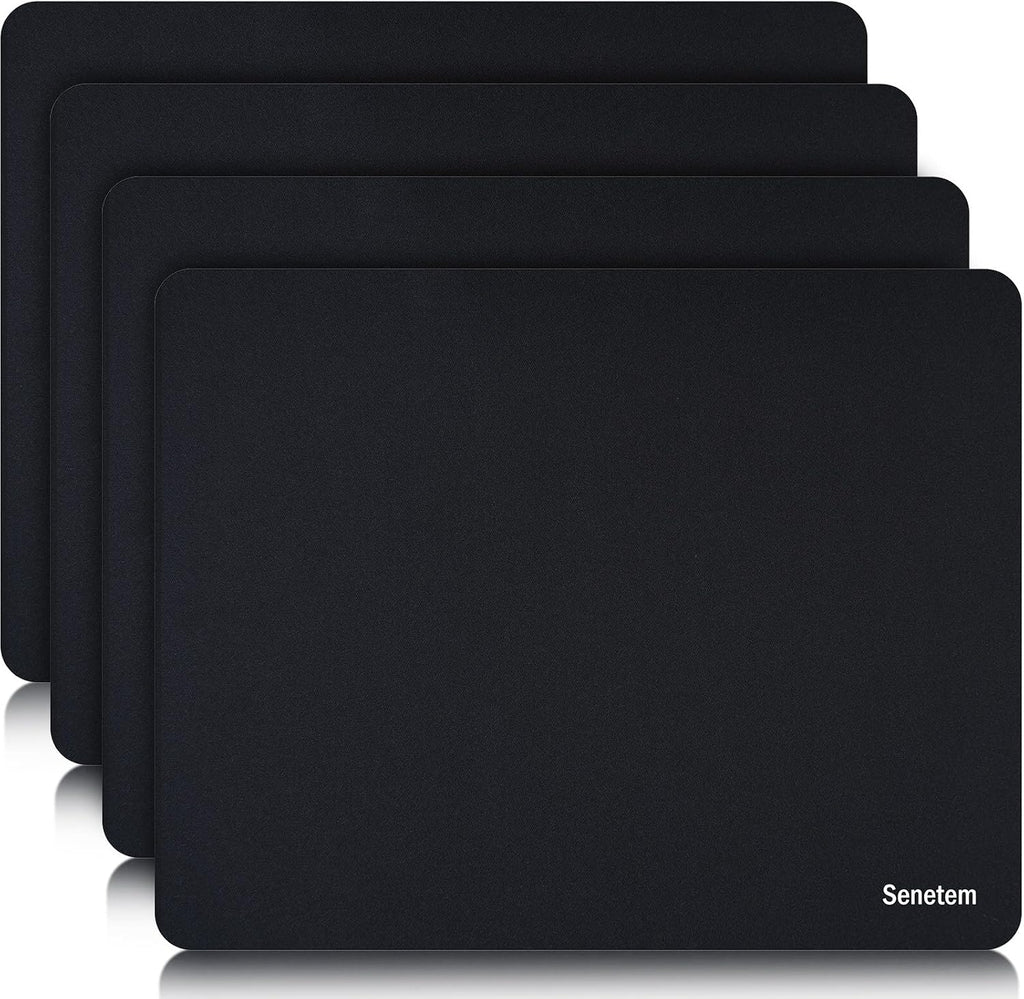 Senetem 4-Pack Mouse Pad, Smooth Gaming Mousepad, Non-Slip Black
