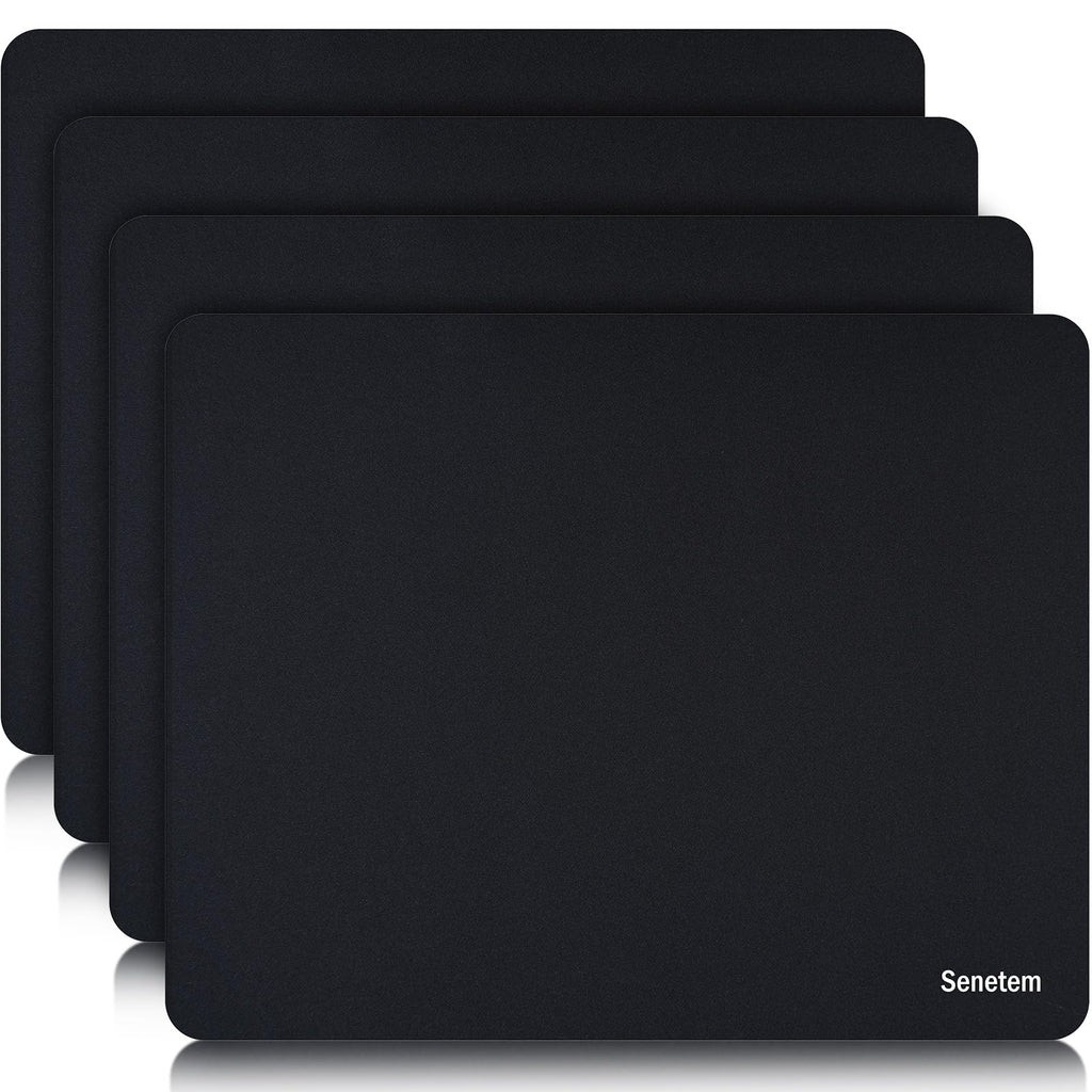 Senetem 4-Pack Mouse Pad, Smooth Gaming Mousepad, Non-Slip Black