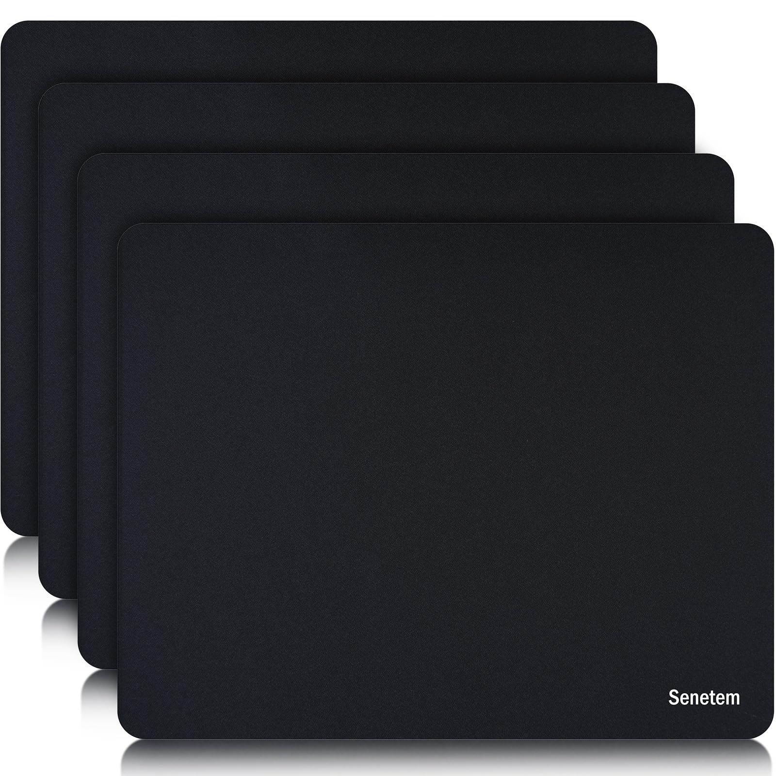 Senetem 4-Pack Mouse Pad, Smooth Gaming Mousepad, Non-Slip Black