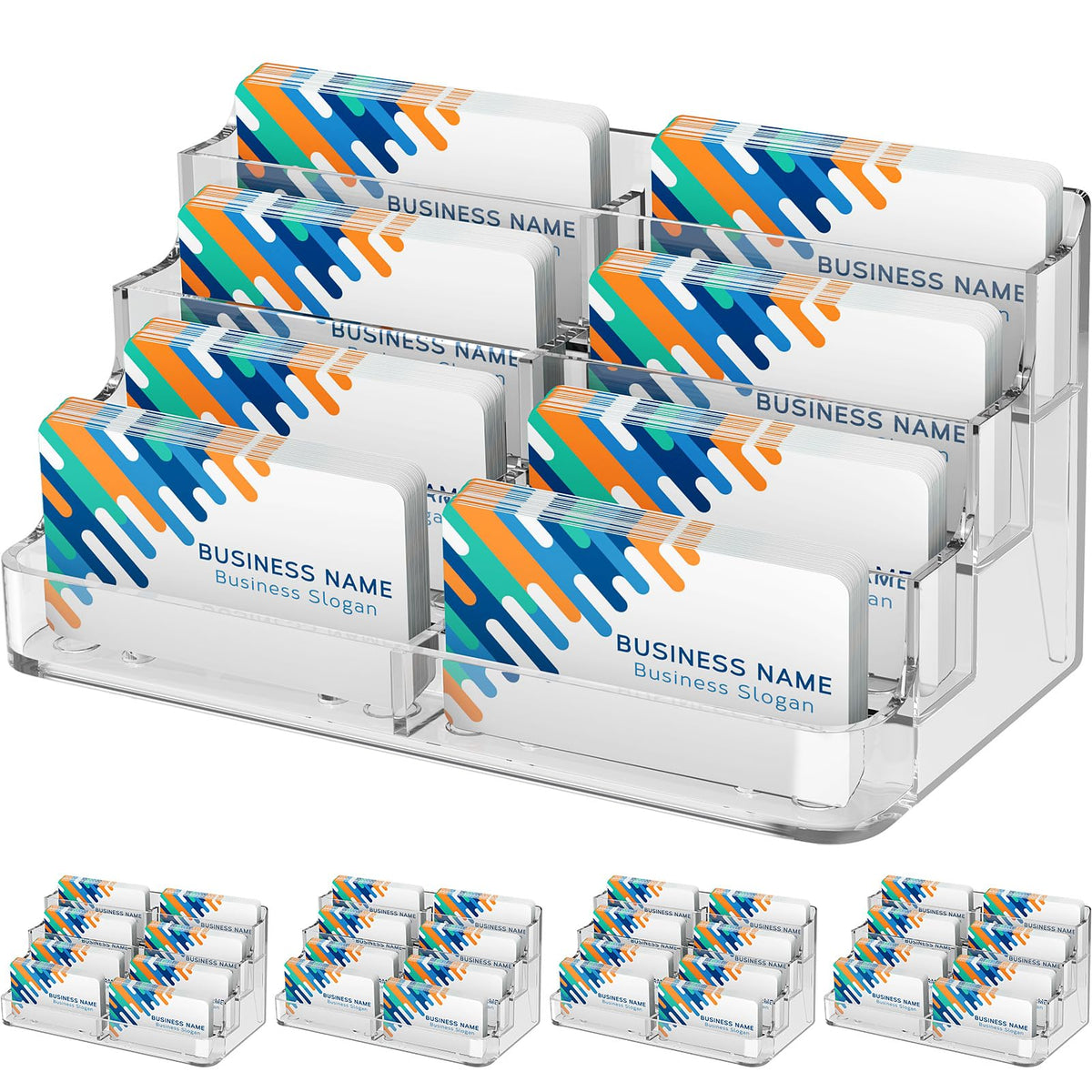 MaxGear Acrylic Business Card Holder, Desktop Card Display Stand, 8 Pockets