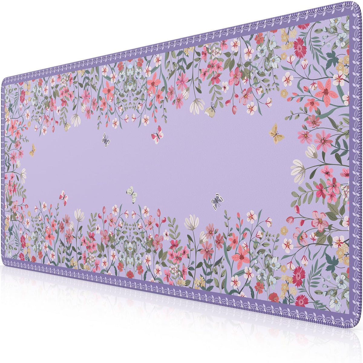iCasso Desk Mat,Mouse Pad for Office Desk,35.4x15.7in,Pink Flowers