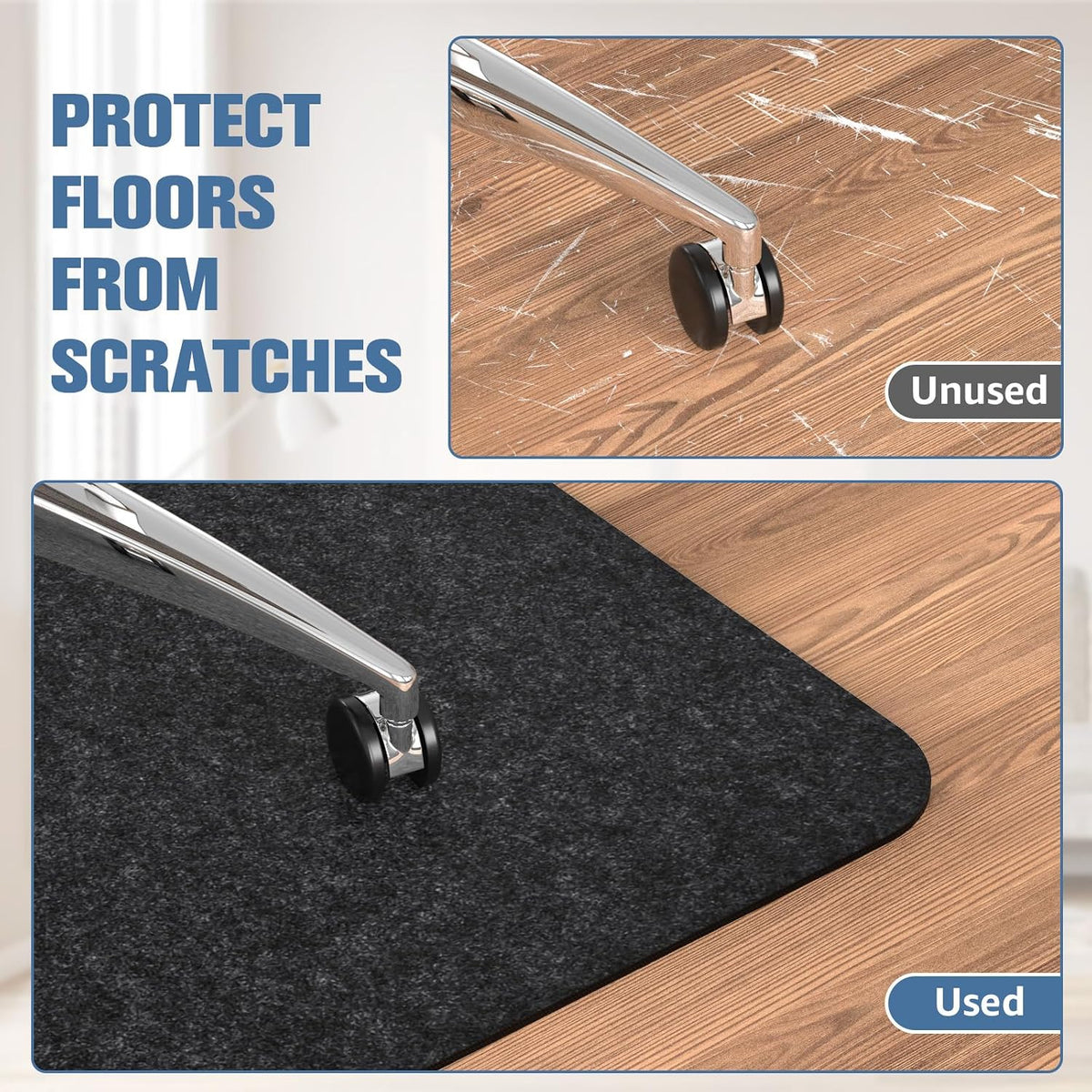 Placoot Office Chair Mat for Hardwood Floor, 55"x35" Computer Chair Rug, Under Desk Mat, Large Anti-Slip Floor Protector for Home Office
